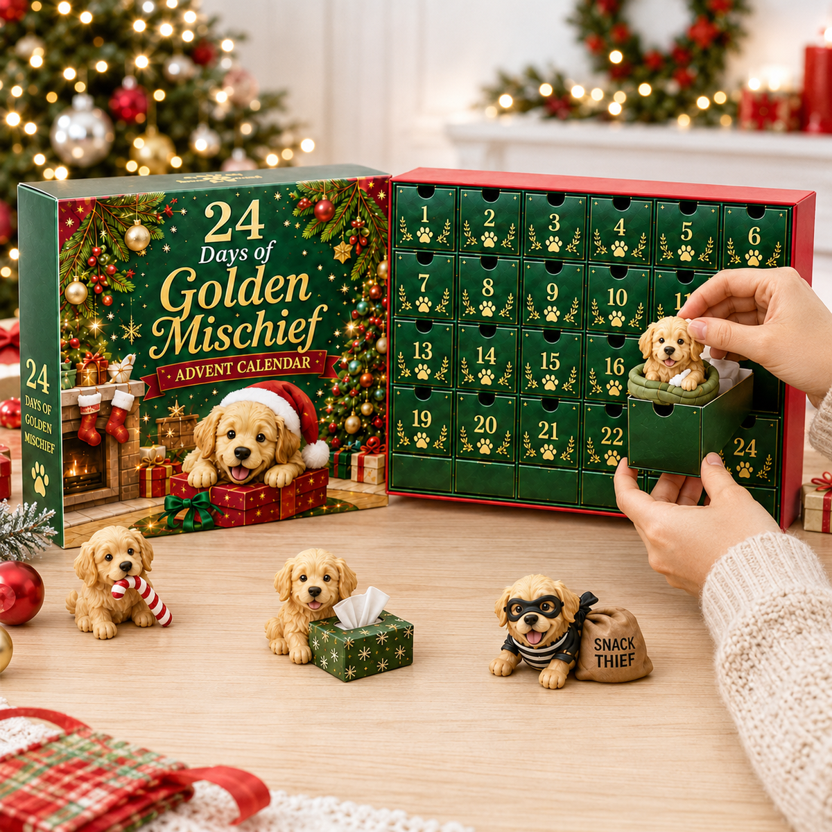 π 24 Days of Golden Mischief Advent Calendar β 24 Unique Golden Retriever Collectibles