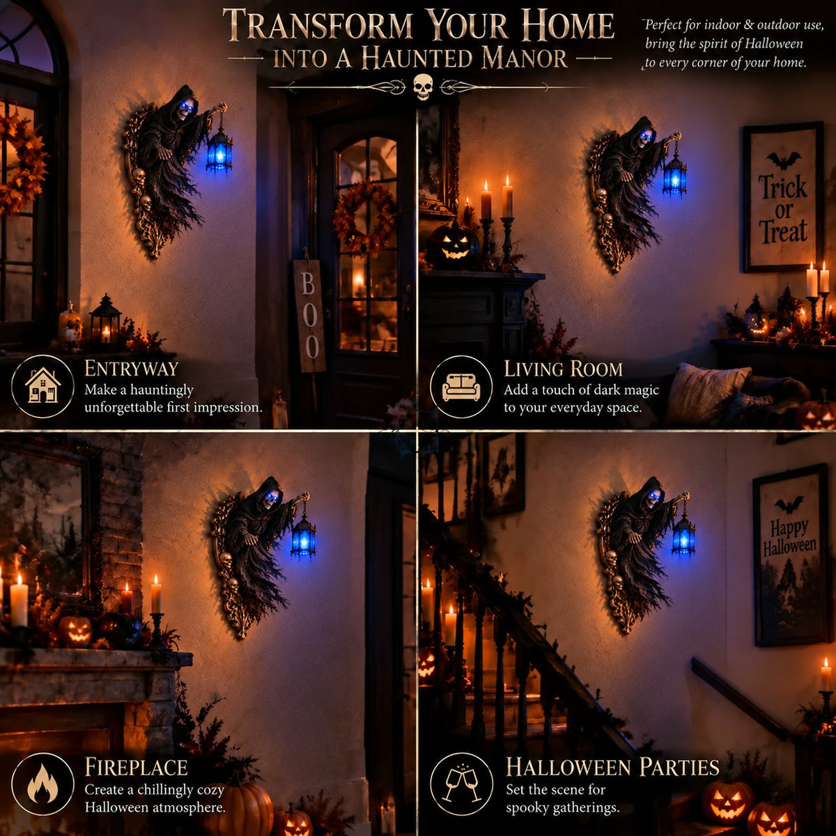 🎃 50 % Rabatt | Soul Harvester™ Wanddeko-Laterne im Grusel-Look 👻