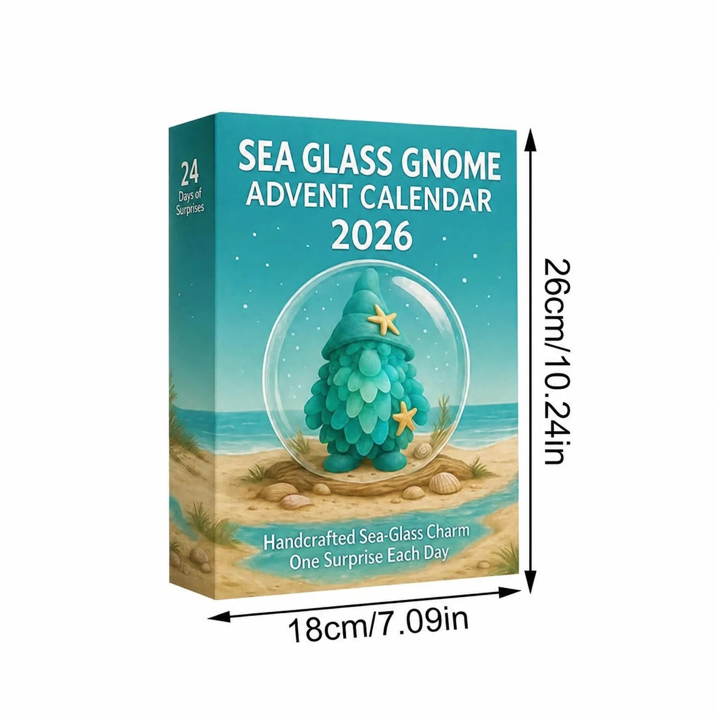 🌊🧝♂️ Sea Glass Gnome Advent Calendar 2026 | 24 Coastal Gnome Charms for Christmas Countdown, Tree Decor & Holiday Gifts 🎄✨