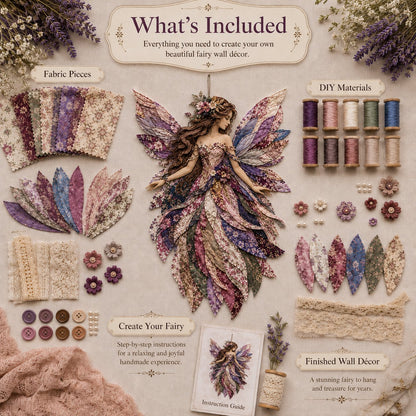 🔥LAST DAY 49% OFF-🧚‍♀️🌸 Premium Fairy Patchwork DIY Kit | High-Quality Layered Fabric with Floral Wings DIY Handmade Fantasy Wall Decor ✨