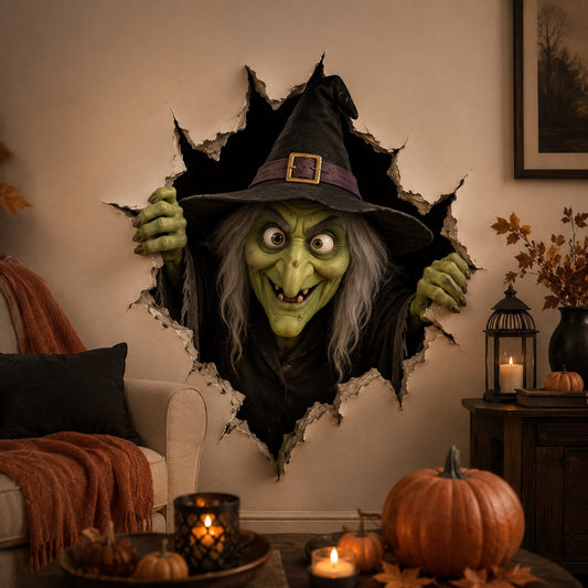 🎃👻Halloween Break-In 3D Wall Decals: Realistic Horror Effect & Spooky Party Decor