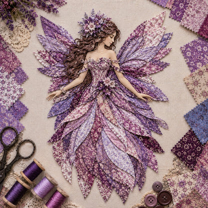 🔥LAST DAY 49% OFF-🧚‍♀️🌸 Premium Fairy Patchwork DIY Kit | High-Quality Layered Fabric with Floral Wings DIY Handmade Fantasy Wall Decor ✨
