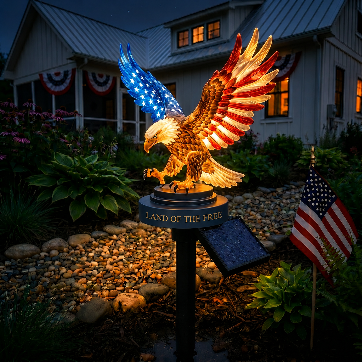 🔥LAST DAY 49% OFF – Solar Eagle Garden Light – A Glowing Tribute to American Freedom