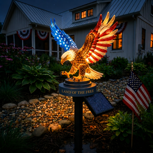 🔥LAST DAY 49% OFF – Solar Eagle Garden Light – A Glowing Tribute to American Freedom