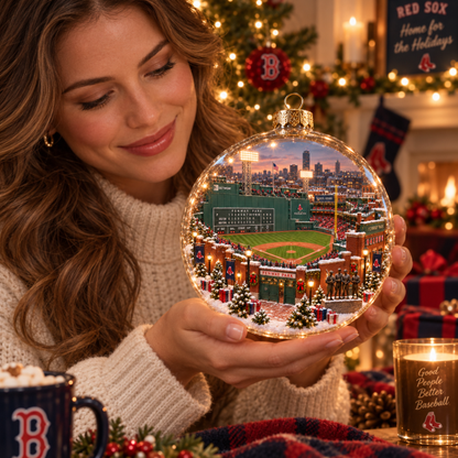 🎄 Go Sox — Light-Up Baseball Diorama Ornament