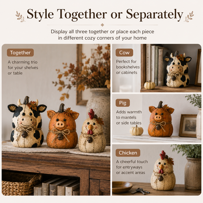 Rustic Farm Pumpkin Friends Decor Set