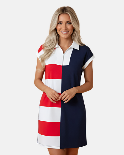 Women's Navy Colorblock Stripe Dress