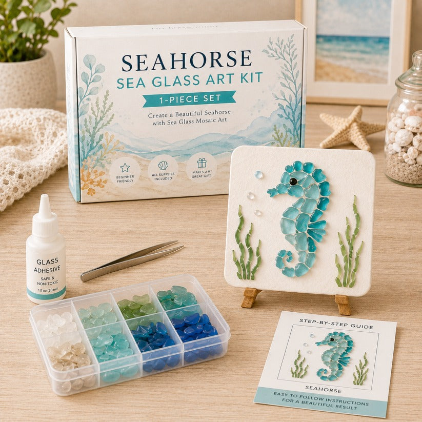 DIY Sea Glass Mosaic Craft Kit, Ocean Life & Garden Art Supplies for Starters, Beautiful Coastal Home Ornament, Creative Handcraft Gift for Women
