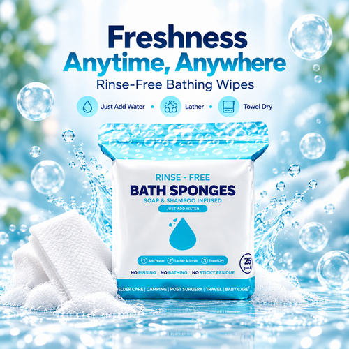 🏆Flash Sale⚡ 50K+  🌈Disposable Rinse-Free Bathing Wipes🧼