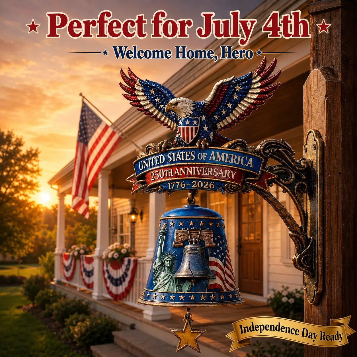 🏅USA 250th Anniversary Patriotic Wall Bell