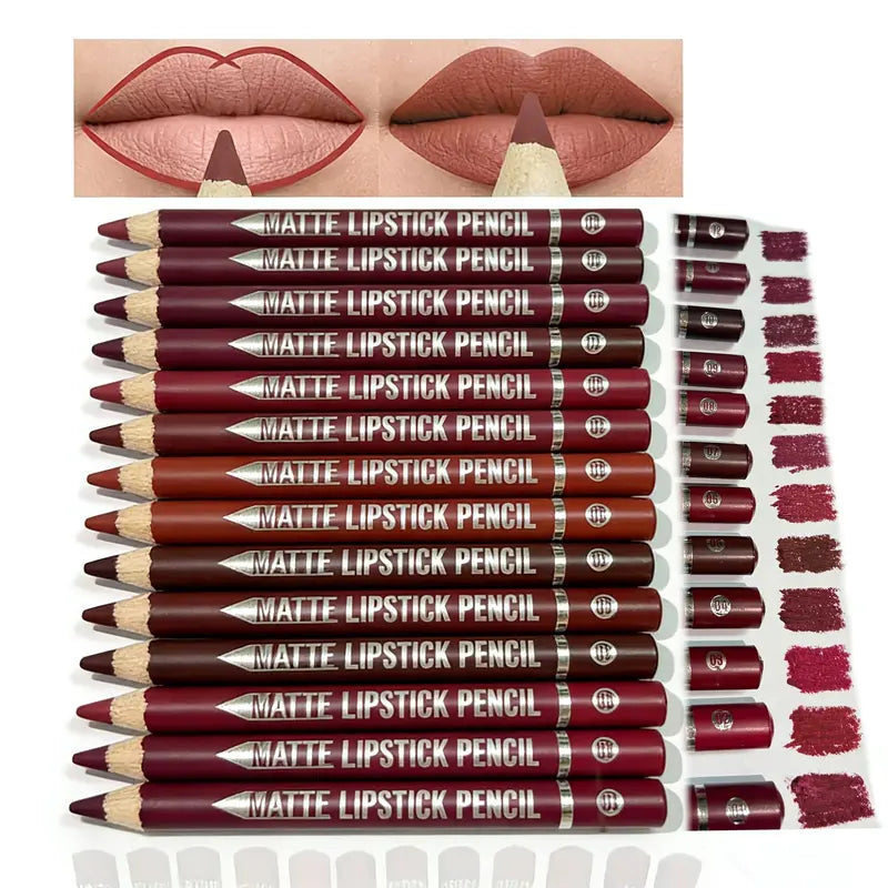 💋 12-Piece Matte Lip Liner Set — Waterproof & Smudge-Proof ✨