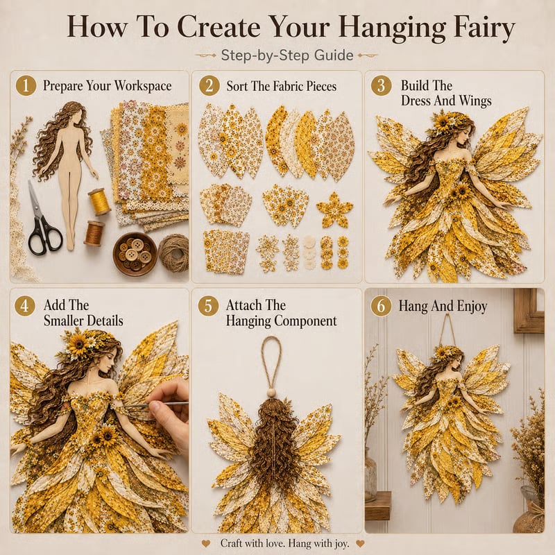 🔥LAST DAY 49% OFF-🧚‍♀️🌸 Premium Fairy Patchwork DIY Kit | High-Quality Layered Fabric with Floral Wings DIY Handmade Fantasy Wall Decor ✨
