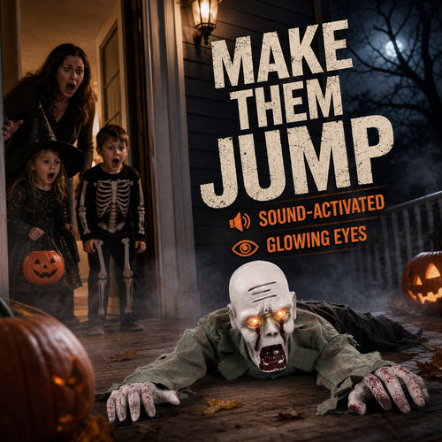 Sound-Activated Crawling Zombie with Glowing Eyes