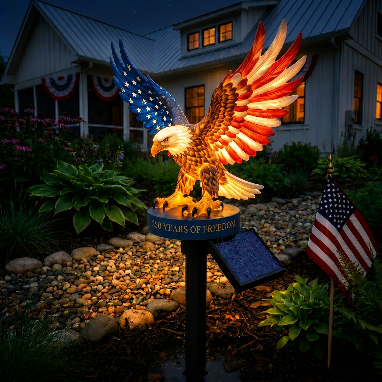 🔥LAST DAY 49% OFF – Solar Eagle Garden Light – A Glowing Tribute to American Freedom