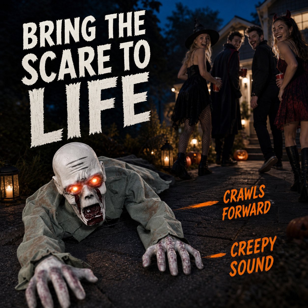Sound-Activated Crawling Zombie with Glowing Eyes