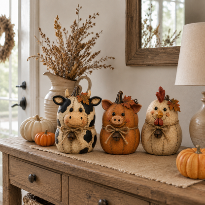 Rustic Farm Pumpkin Friends Decor Set