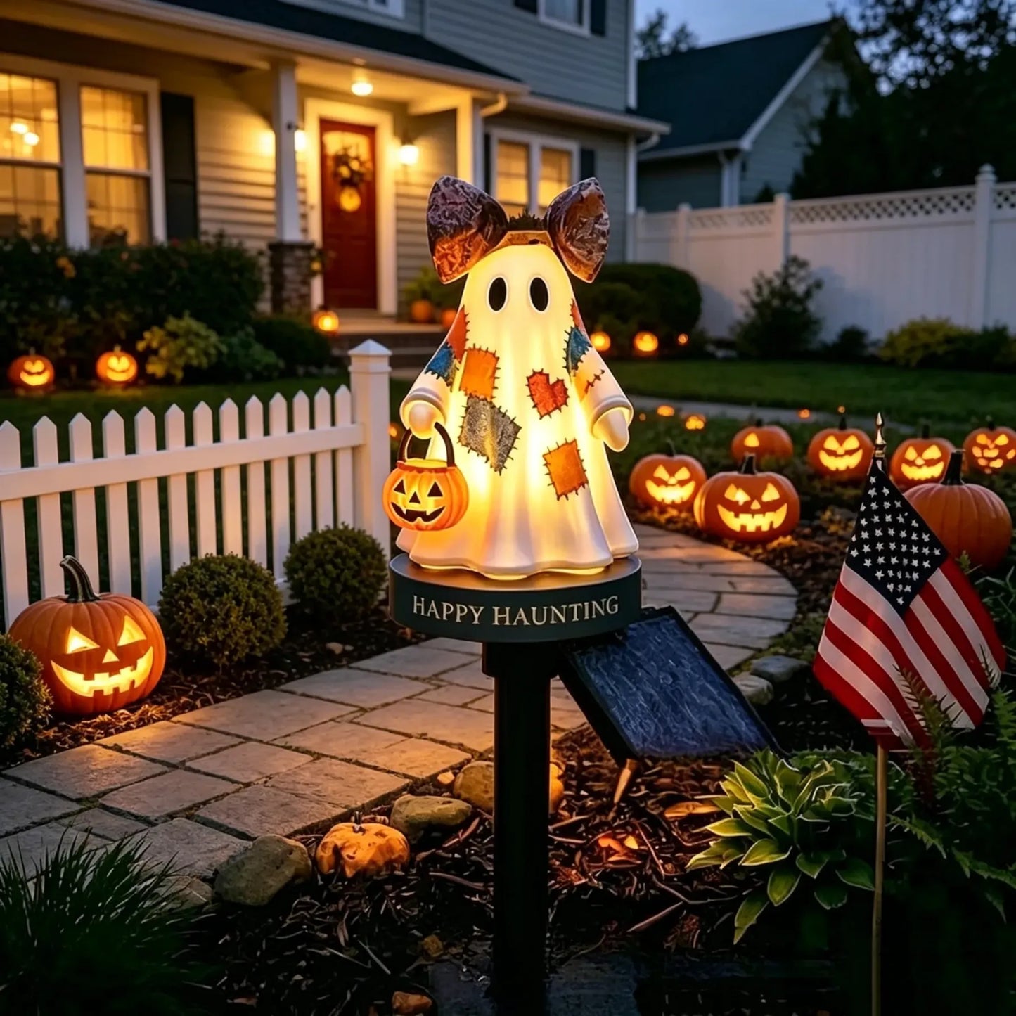 TODAY'S SPECIAL OFFER-50% OFF 🔥Lighted Vintage Patchwork Ghost Solar Garden Light