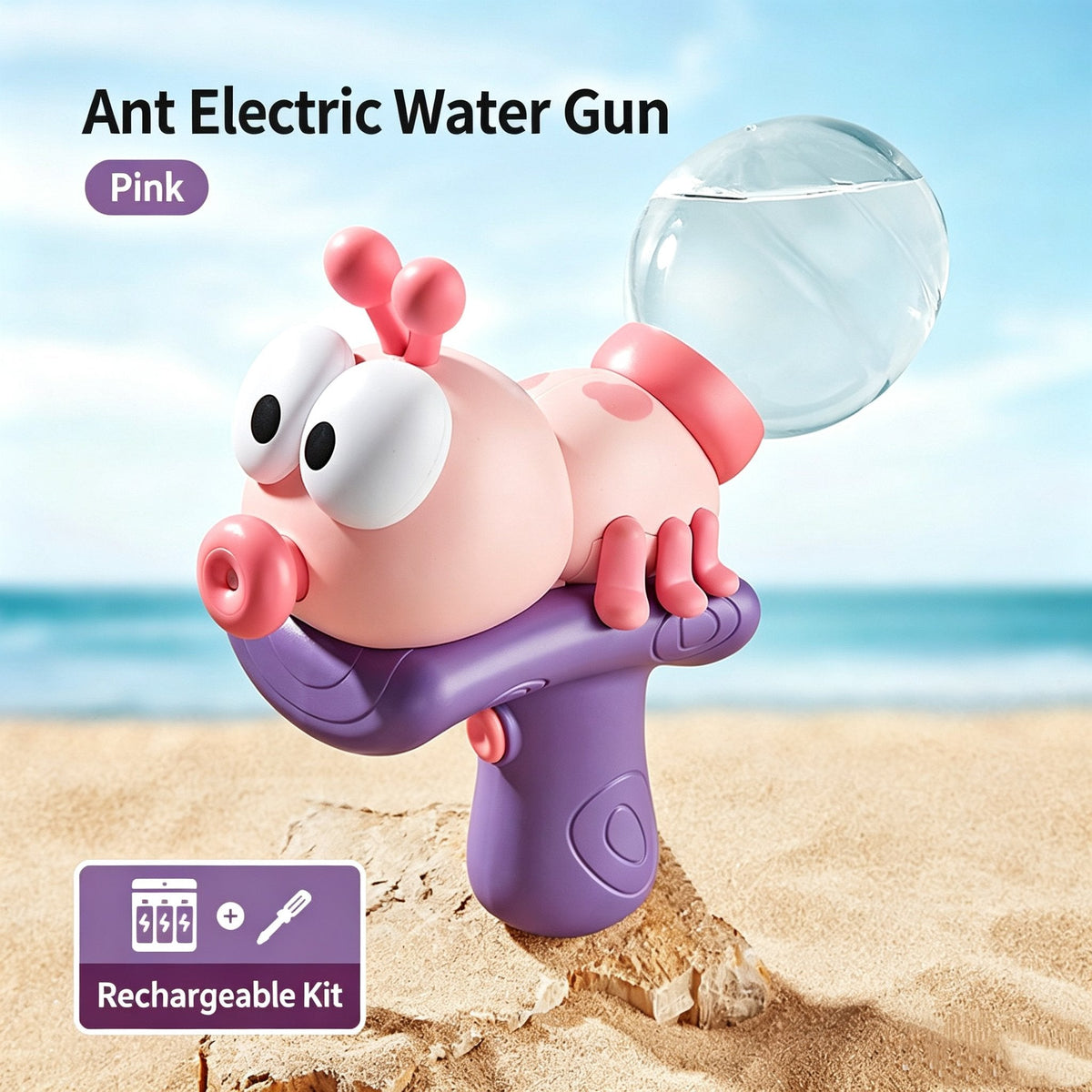 🎉Cute boys and girls playing in the water with ant-shaped electric press water guns, beach water fights, pool fun, and children’s water guns for drifting