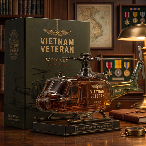 🇺🇸🚁🎖️Vietnam Veteran Military Helicopter 1965-1975 Whiskey Bottle