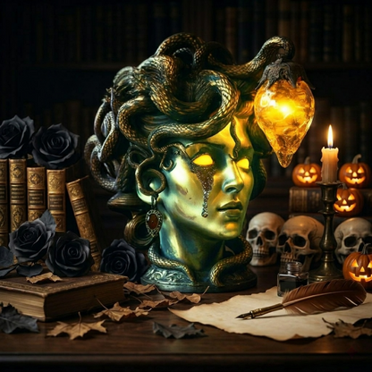 🖤Dark & Mysterious🐍 Medusa’s Gaze - Handcrafted Gothic Table Lamp🛋️