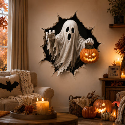🎃👻Halloween Break-In 3D Wall Decals: Realistic Horror Effect & Spooky Party Decor