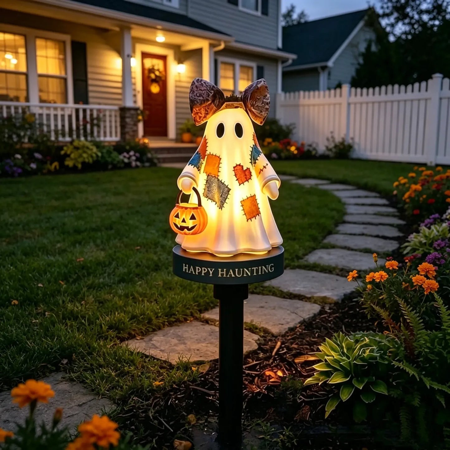 TODAY'S SPECIAL OFFER-50% OFF 🔥Lighted Vintage Patchwork Ghost Solar Garden Light