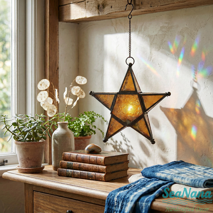 ✨Moroccan Star Lantern - Colorful Stained Glass