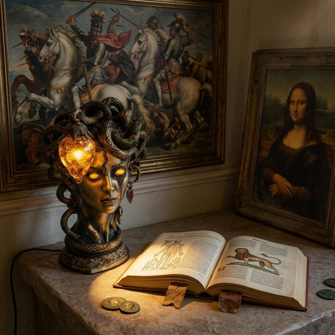 🖤Dark & Mysterious🐍 Medusa’s Gaze - Handcrafted Gothic Table Lamp🛋️