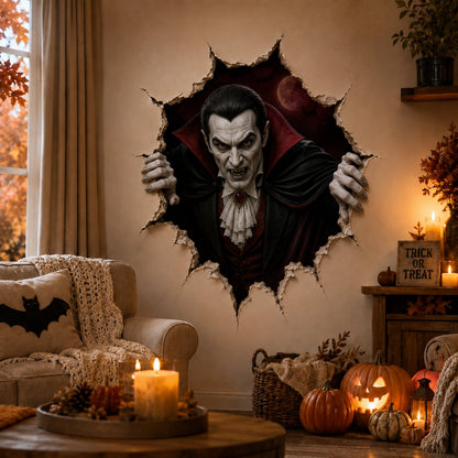 🎃👻Halloween Break-In 3D Wall Decals: Realistic Horror Effect & Spooky Party Decor