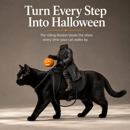 🎃 Headless Rider Halloween Cat Costume with Glowing Pumpkin