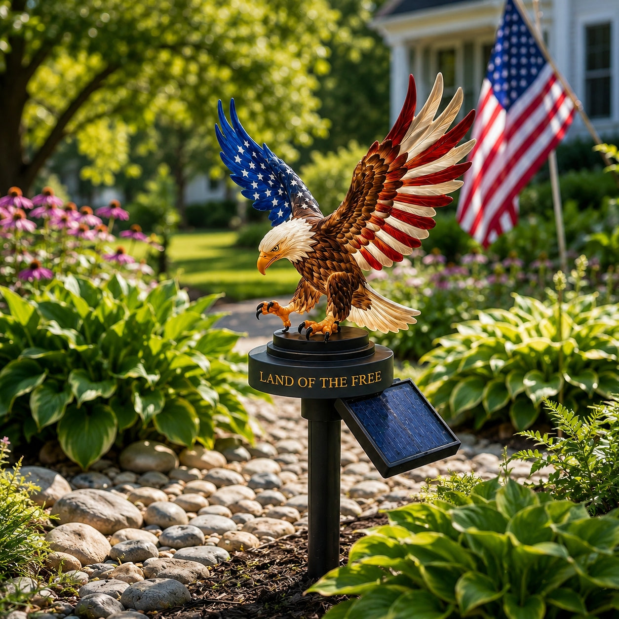 🔥LAST DAY 49% OFF – Solar Eagle Garden Light – A Glowing Tribute to American Freedom
