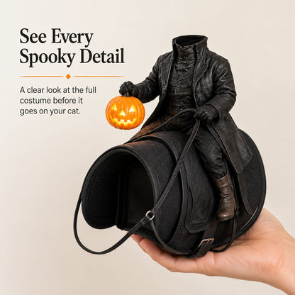 🎃 Headless Rider Halloween Cat Costume with Glowing Pumpkin