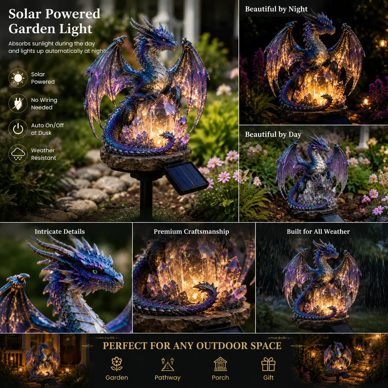 TODAY'S SPECIAL OFFER-50% OFF🔥 SOLAR DRAGON CRYSTAL GARDEN LIGHT