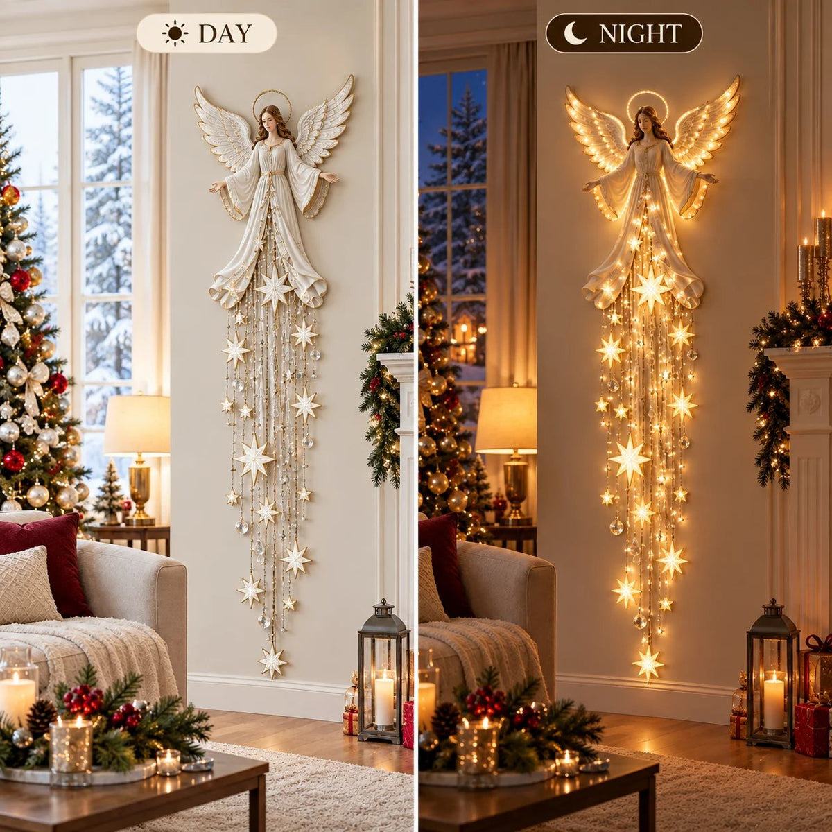🔥Last Day 49% OFF - Angel Blessing Starfall Wall Light™ – Heavenly Christmas Wall Decor