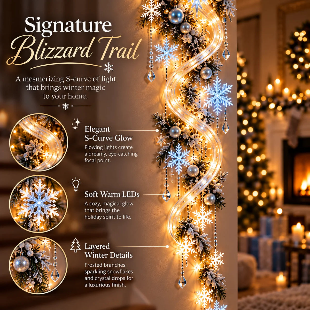 🔥Last Day 49% OFF🔥❄️ Giant Snowflake Blizzard Trail™- Let the Snowstorm Glow Indoors