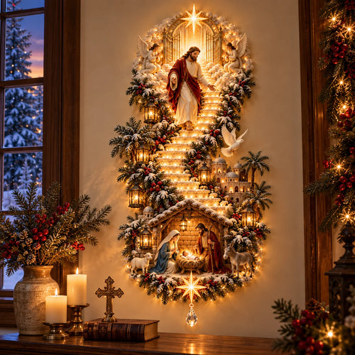✨ Last Day – 60% Off!✨ Jesus Light Of Heaven Christmas Wall Hanging✝️