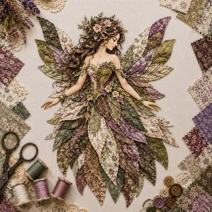 🔥LAST DAY 49% OFF-🧚‍♀️🌸 Premium Fairy Patchwork DIY Kit | High-Quality Layered Fabric with Floral Wings DIY Handmade Fantasy Wall Decor ✨