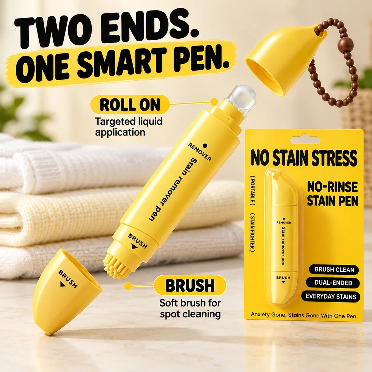 ✨ Dual-Head Stain Remover Pen – Portable, Waterless & Easy to Use