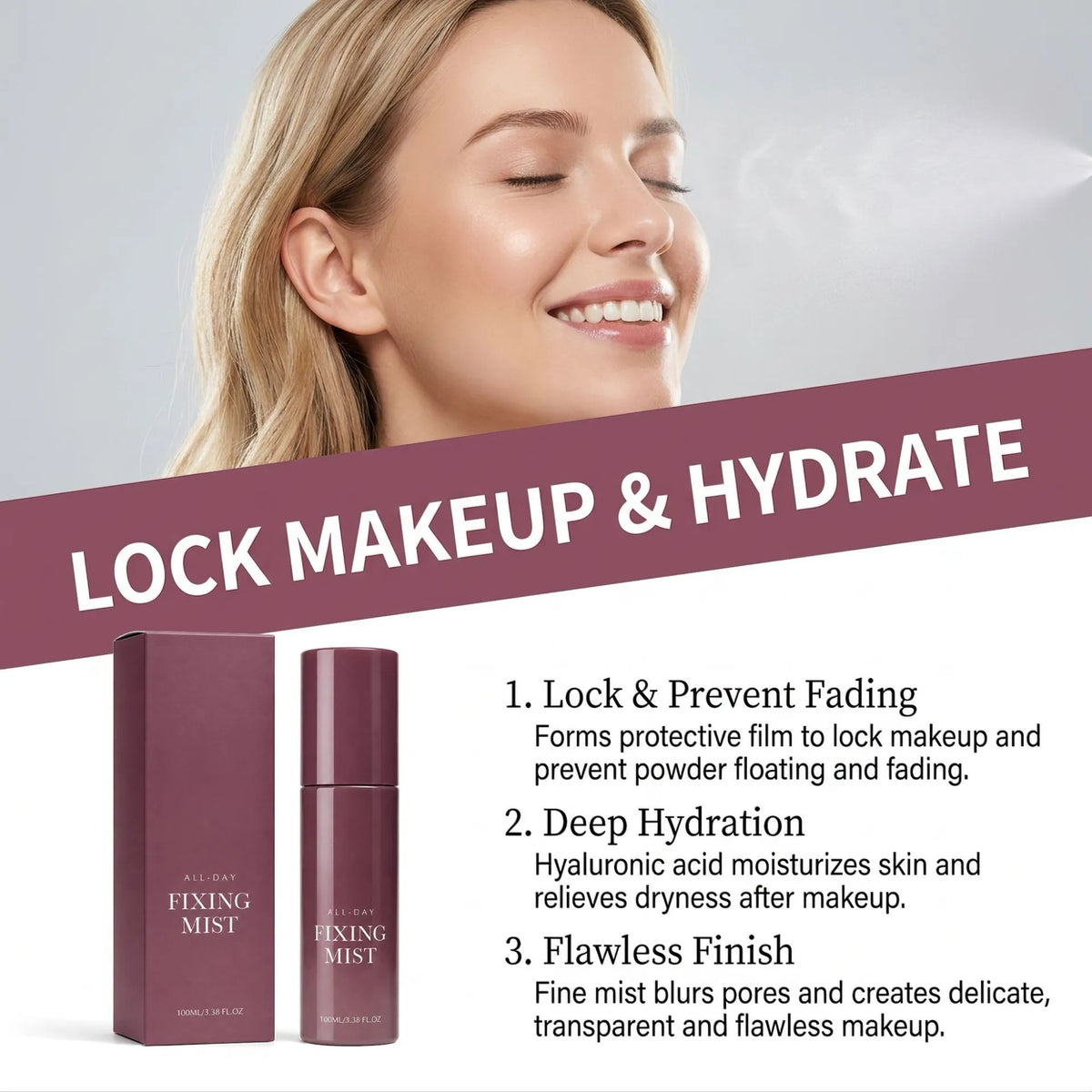 💜Makeup Setting Spray✨ Lightweight Fast‑Forming Film Mist Matte Finish Non‑sticky Anti‑cakey Makeup Fixing Spray