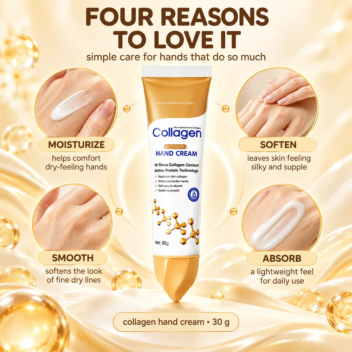✨ Collagen Hand Cream – 30g, Deep Moisture & Soft, Smooth Hands