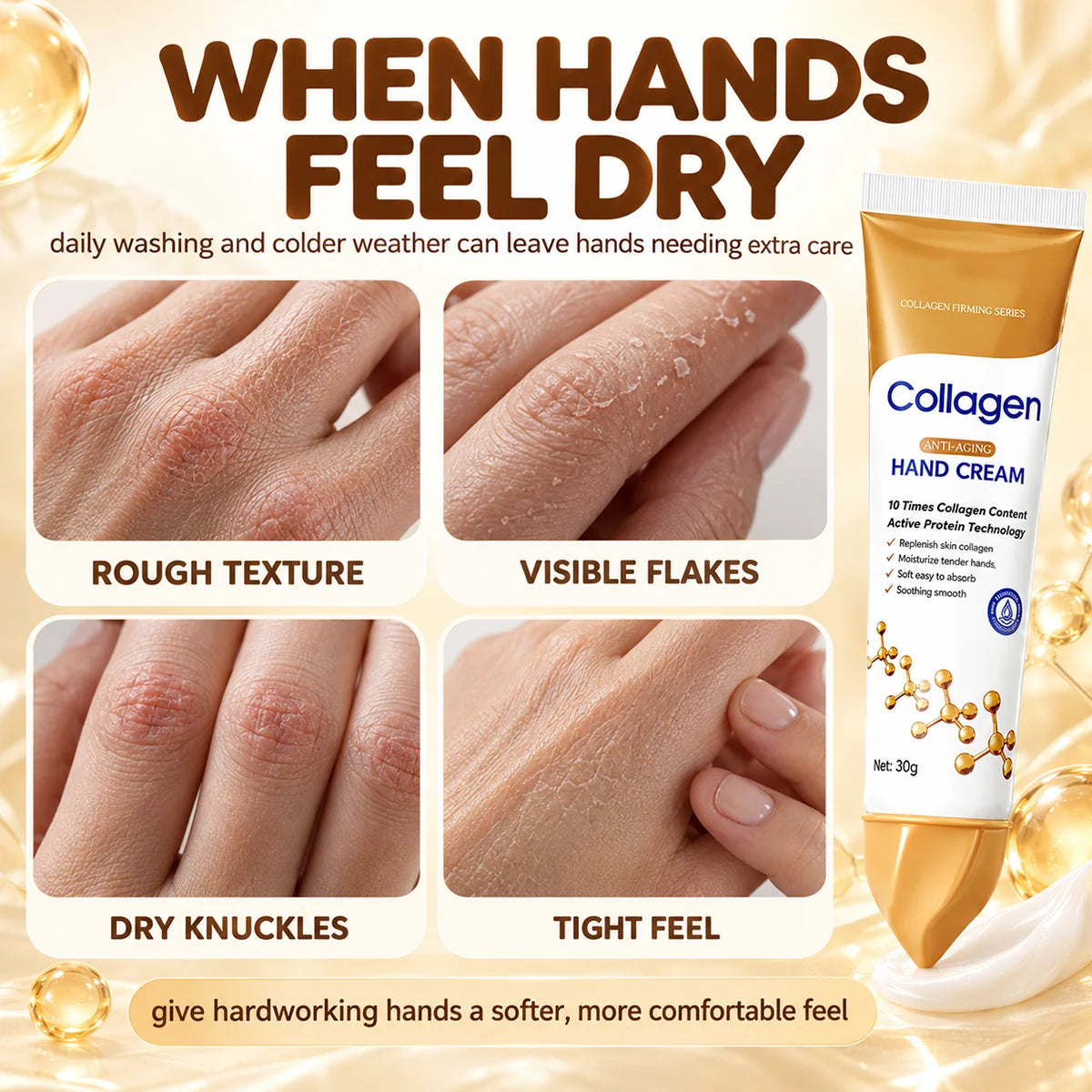 ✨ Collagen Hand Cream – 30g, Deep Moisture & Soft, Smooth Hands