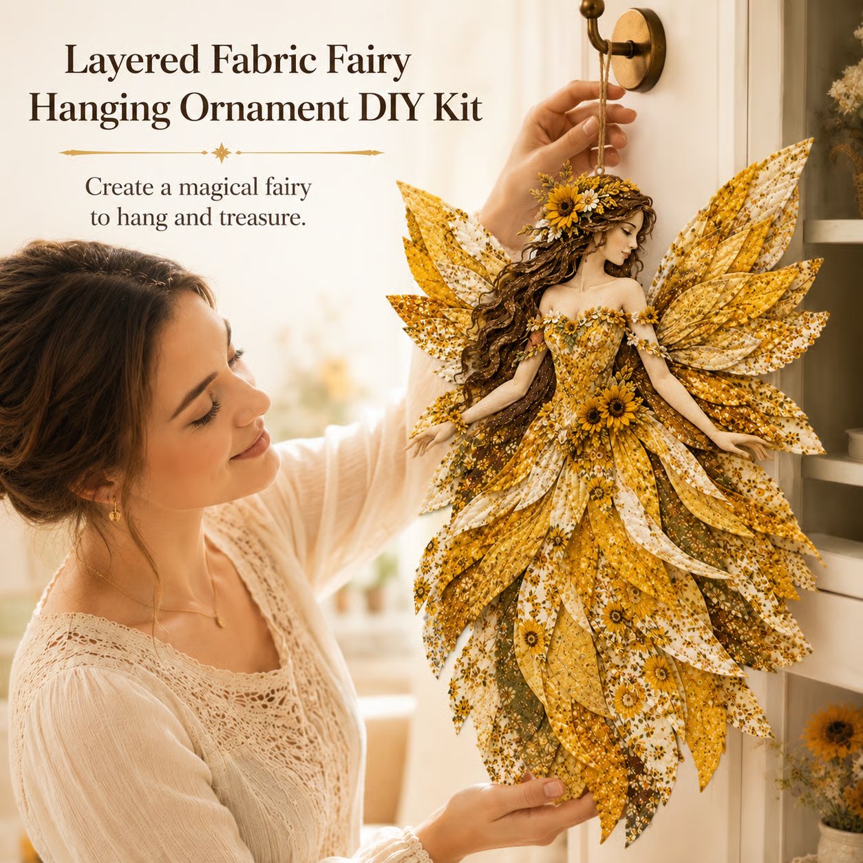 🔥LAST DAY 49% OFF-🧚‍♀️🌸 Premium Fairy Patchwork DIY Kit | High-Quality Layered Fabric with Floral Wings DIY Handmade Fantasy Wall Decor ✨