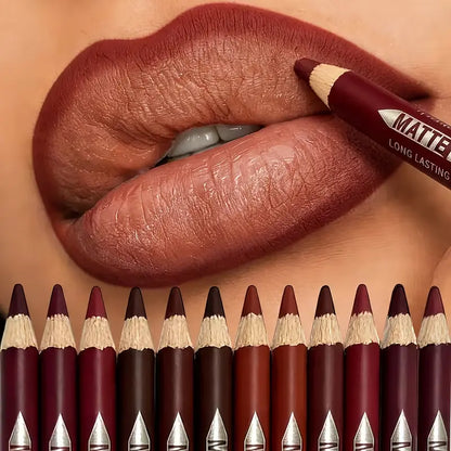 💋 12-Piece Matte Lip Liner Set — Waterproof & Smudge-Proof ✨