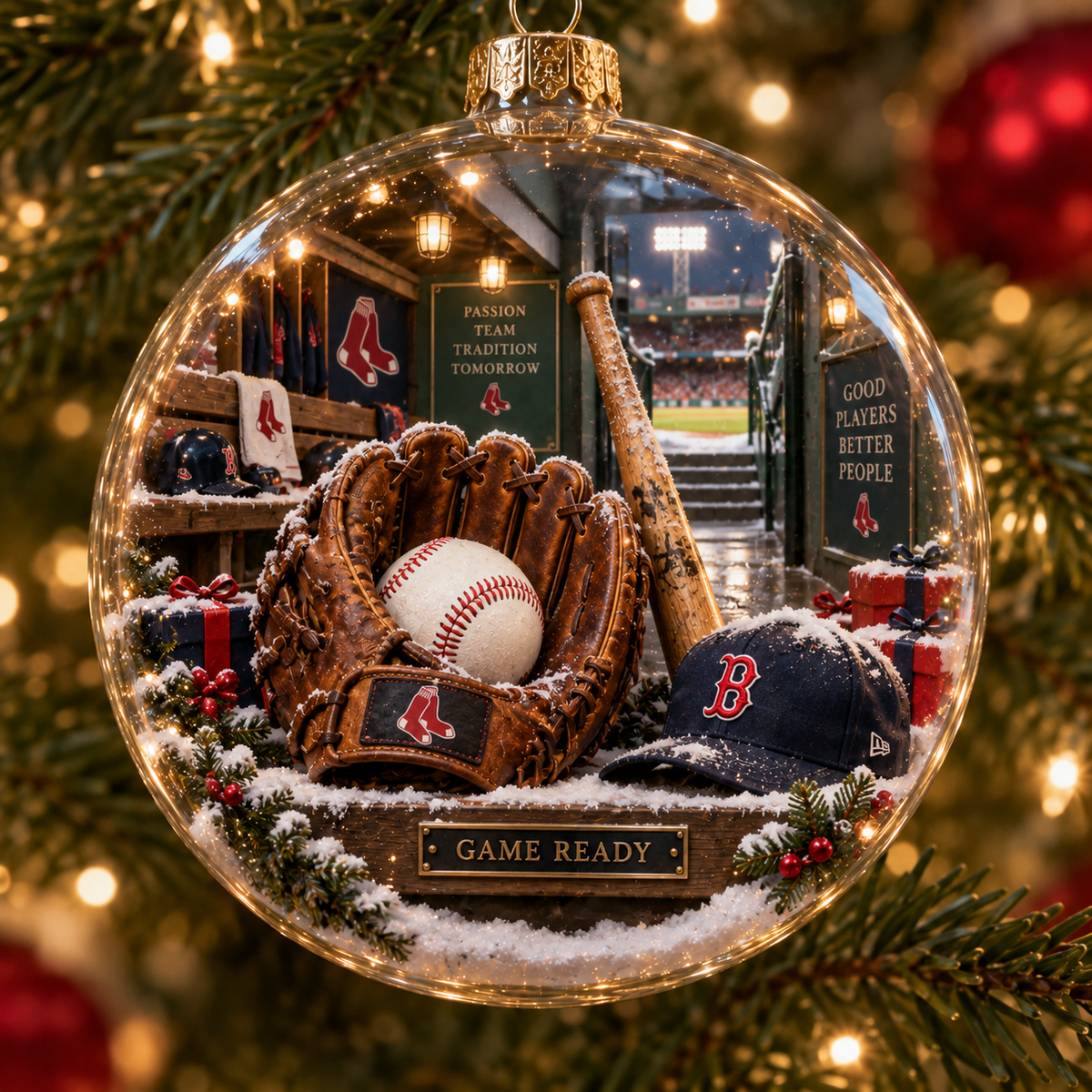 🎄 Go Sox — Light-Up Baseball Diorama Ornament