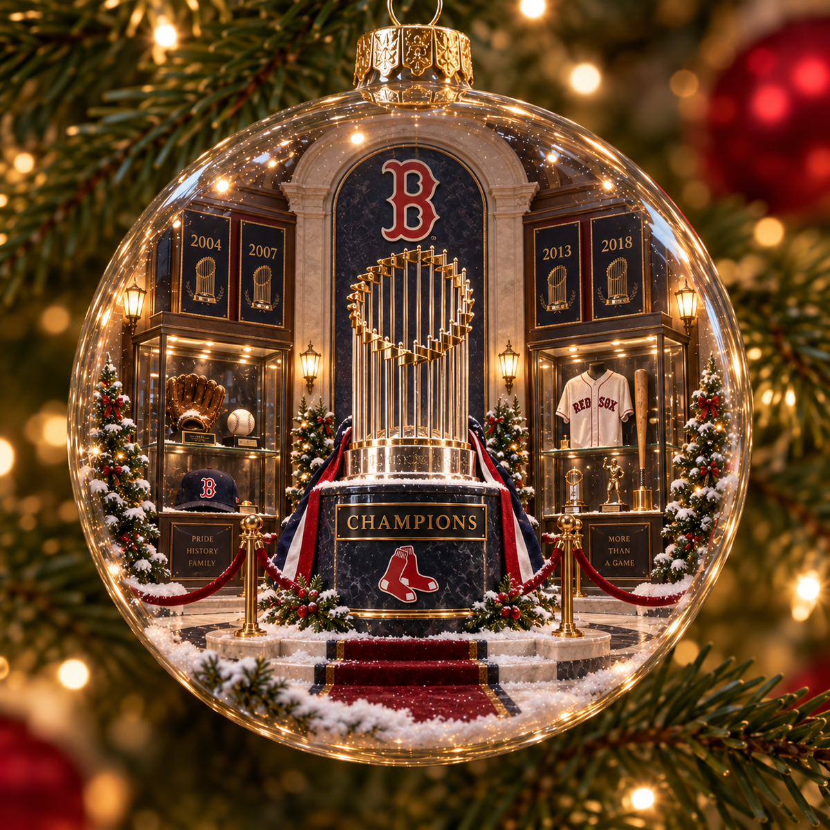 🎄 Go Sox — Light-Up Baseball Diorama Ornament