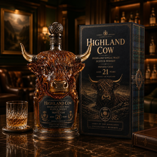 Highland Cow Private Cask 21 Years Cow Head Shaped Scotch Whisky Bottle