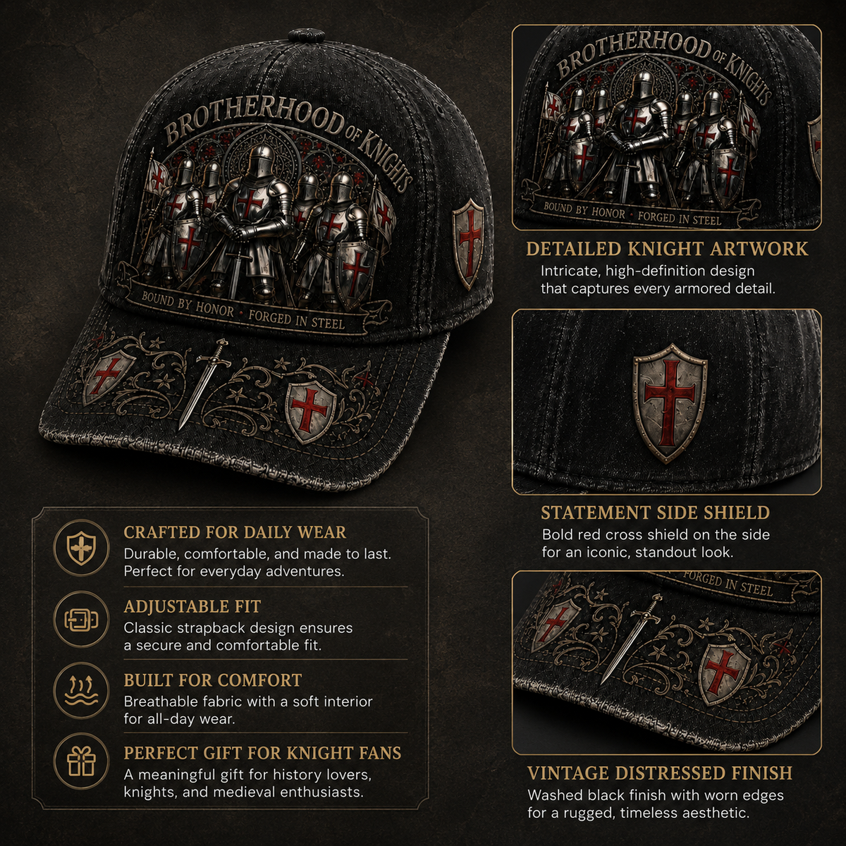 ⚔️ Bound By Honor Forged In Steel – Knights Templar Cap