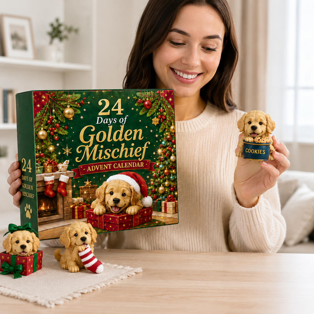 🎄 24 Days of Golden Mischief Advent Calendar – 24 Unique Golden Retriever Collectibles