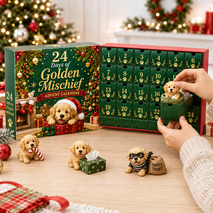 🎄 24 Days of Golden Mischief Advent Calendar – 24 Unique Golden Retriever Collectibles