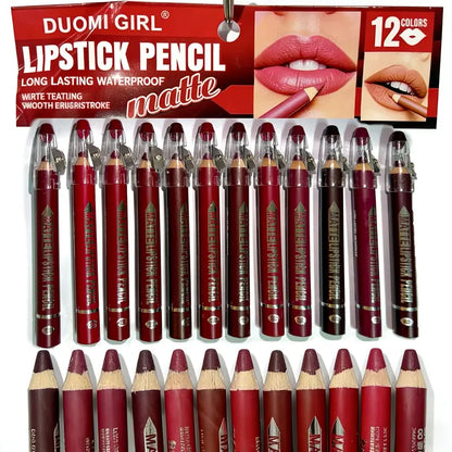 💋 12-Piece Matte Lip Liner Set — Waterproof & Smudge-Proof ✨